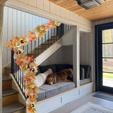 fall wreaths for front door 2024 New Autumn Garland Rattan Upside down Tree Variety Pumpkin Pine Cone Mesh Sun