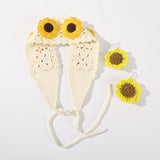 knitted Suit Crochet Knitted Sunflower Wide-Brimmed Hair Band Wool Turban Head Accessories Headband Women's Handmade Hair Accessories Bandana