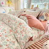 cozy bedroom Fresh Cotton Bed Four-Piece Set New Cotton Printed Bedding Student Dormitory Quilt Cover Bed Sheet Three-Piece Set 4