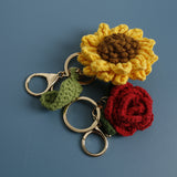 knitted Exquisite Hand-Woven Flower Pendant Baoma Wool Crocheted Small Flower Pendant Creative Hand-Made Keychain