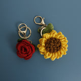 knitted Exquisite Hand-Woven Flower Pendant Baoma Wool Crocheted Small Flower Pendant Creative Hand-Made Keychain