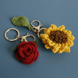 knitted Exquisite Hand-Woven Flower Pendant Baoma Wool Crocheted Small Flower Pendant Creative Hand-Made Keychain