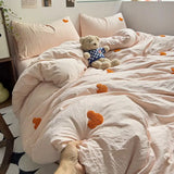 Boxtoday High Quality Beauty Bedding Set Cute Towel Embroidered  Girl Heart Bed Sheet Student Dormitory Bed