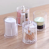 Boxtoday Bamboo Makeup Cotton Swabs Transparent Box Organizer Cosmetics Cotton Pads Holder Plastic Qtip container Bathroom organizer