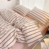 Boxtoday Pure Cotton Home Textile Blue Striped Bedding Set Simple Soft Duvet Cover Sheet Pillowcase Ins Style Bed Linens Queen King Size