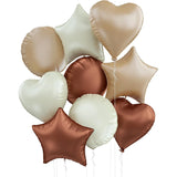 Boxtoday 18inch Cream Heart Foil Balloon Beige Foil Star Round Shape Helium Balloon for Adult Kids Birthday Wedding DIY Party Decorations