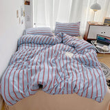 Boxtoday INS Stripe Series Printed Soft Bedding Set Duvet Cover Bedclothes Bedspread Pillowcases Flat Sheets Comforter Sets for Girls