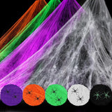 Boxtoday Artificial Spider Web Halloween Decoration Scary Party Scene Props White Stretchy Cobweb Horror House Home Decora Accessories