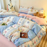 Boxtoday Floral Bedding Set 2025 New No Filler Duvet Cover Flat Sheet Pillowcases Pink Green Twin Queen Size Comforter Cover Set