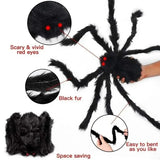 Boxtoday 1/3pcs Giant Black Plush Spider Halloween Decorations Outdoor Scary Large Spiders Halloween Party Bar Haunted House Horror Props