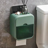 Boxtoday Toilet Paper Holder Box holder Bathroom Rack Waterproof Reel Tissue Storage Box Punch-free Kitchen Bathroom Storage Holder