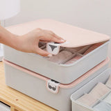 Boxtoday 1/10/15 Grid Plastic Underwear Storage Box with Cover with Mark Closet Organizer Drawer for Underwear Socks Box Bra Organizer