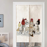 Boxtoday Cat Printed Japanese Door Curtain Living Room Bedroom Partition Cute Animal Curtains Drape Kitchen Entrance Hanging Half-Curtain