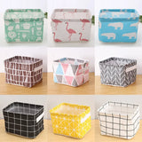 Boxtoday Foldable Storage Box Dormitory Sundries Storage Box Household Cotton Linen Fabric Desktop Storage Basket Cosmetic Organizer