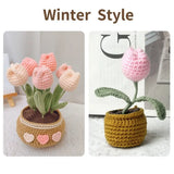 Boxtoday Handmade DIY Tulip Flowers Plant Potted Crochet Knitting Kit for Adults and Kids Crochet Starter Knitting Kit