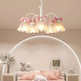 Boxtoday Sweet Princess Room Chandeliers Pink Bow Glass Lamps Modern Romantic Warm Children's Living Room Girl Bedroom Decor Chandelier