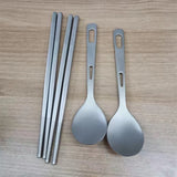 Boxtoday Pure Titanium Outdoor Mountaineering Picnic Camping Portable Knife Easy to Wash Tableware Fork Spoon Chopsticks Frosted Set