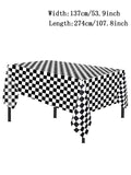 Boxtoday 137x274cm Party F1 race black and white checkered tablecloth Waterproof and stain-proof disposable tablecloth