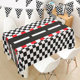 Boxtoday Checkered Race Car Party Black White Checkered Flag Tablecloth Road Tablecloth Racetrack TableCover Racing Birthday Party Decor