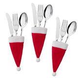 Boxtoday Merry Christmas Christmas Tableware Bag Holder Christmas Hat Fork Knife Cutlery Bag Christmas Decorations for Home