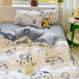 Boxtoday Cartoon Duvet Cover Set with Flat Sheet Pillowcases No Filler Kids Fashion Queen Full Size Girls Fall Spring Cute Bedding Set