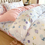 Boxtoday Ins Korean Bedding Set White Blue Girls Duvet Cover No Filler Flat Sheet Pillowcase Single Queen Size Home Comforter Cover