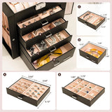 Boxtoday Leather Huge Jewelry Box Mirrored Watch Organizer Necklace Ring Earring Storage Lockable Gift Case