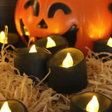 Boxtoday Black LED Candle Lamp Battery Operated Tea Light Flameless Fake Electronic Candle Halloween Party Decor Flashing Candle Lamp