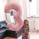 Boxtoday 21pcs Pink 40inch Number Foil Latex Balloons Happy Birthday Party Decorations Kids Girl Baby 1 2 3 4 5 6 7 8 9 Year Old Supplies