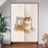 Boxtoday Cat Printed Japanese Door Curtain Living Room Bedroom Partition Cute Animal Curtains Drape Kitchen Entrance Hanging Half-Curtain