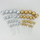 Boxtoday 20pcs Cake Topper Balls Set 2cm-4cm DIY Birthday Wedding Cake Decoration Party Celebrate Cake Glitter Balls Christmas Decor graduation