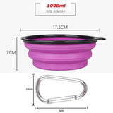 Boxtoday 1000ml Large Collapsible Dog Pet Folding Silicone Bowl Outdoor Travel Portable Puppy Food Container Feeder Dish Bowl