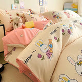 Boxtoday Cute Cartoon Duvet Cover Set No Filler Flat Sheet Pillowcases Girls Boys Twin Full Queen Size Dormitory Home Soft Bedding Set