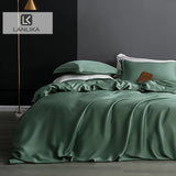 Boxtoday Women Noble 100% Silk Green Bedding Set Double Queen King  Duvet Cover Flat Sheet Bed Linen Pillowcase For Sleep Gift