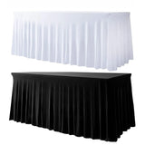 Boxtoday Spandex Rectangle Table Skirts 6ft Fitted Table Cover Wrinkle Resistant Cloth for Hotel Wedding Anniversary Party Decoration