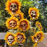 Boxtoday Halloween Sunflower Skull Decoration Resin Crafts Ornament Skull Flower Plugin Courtyard Landscape Decoration