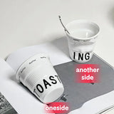 Boxtoday 6.7oz korean style cups and mugs coffee mug white ceramic nordic wrinkle cup 200ml drinking coffe tumbler English Letter