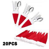 Boxtoday Merry Christmas Christmas Tableware Bag Holder Christmas Hat Fork Knife Cutlery Bag Christmas Decorations for Home