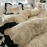 Boxtoday Korean INS Tulip Princess Floral Bedding Set Pastoral Flowers Lace Ruffles Duvet Cover and Skin Friendly Flat Sheet Pillowcase