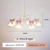 Boxtoday Sweet Princess Room Chandeliers Pink Bow Glass Lamps Modern Romantic Warm Children's Living Room Girl Bedroom Decor Chandelier