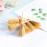 Boxtoday 5/10 Pcs Mini Broom for Halloween Party Decoration Costume Props Dollhouse Accessories Witch Straw Brooms Hanging Ornaments