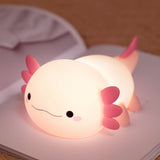 Boxtoday Cute Axolotl Night Light Silicone Nursery Sleeping Lamp Touch Control Nightlights USB Rechargeable Table Lamp for Baby Child