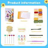 Boxtoday Crochet Bouquet of Flowers Kit With Instruction Knitting Yarn Thread Needles Hooks Easy Knit Accessories Set DIY Craft