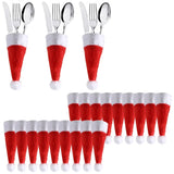 Boxtoday 10pcs Mini Christmas Hat Tableware Holder Bag Knife Fork Set Pocket Cover Wine Bottle Xmas Hat for Merry Christmas Decoration