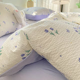 Boxtoday Korean Style Seersucker  Washed cotton Bedding Set  Girls Twin Queen Size Duvet Cover   Bed Linens Kids Fashion