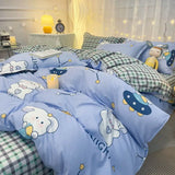 Boxtoday New Korean Style Bedding Set Kids Adults Twin Full Queen Size Bed Flat Sheet Duvet Cover Pillowcases Coffee Stripe Bed Linen