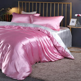 Boxtoday Silk Bedding Set with Duvet Cover Fitted/Flat Bed Sheet Pillowcase Luxury Satin Bedsheet Solid Color King Queen Twin Size