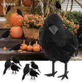 Boxtoday 18*10 cm Halloween Black Crow Model Simulation Fake Bird Animal Scary Toys For Halloween Party Home Decoration