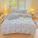 Boxtoday Washed Cotton Love Print Bedding Set with Pillowcase bed sheet Single Full Size Bed Linen Duvet Cover Set Queen/King Double Size