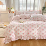 Boxtoday New Ruffles 100% Cotton Duvet Cover Set or Single Duvet Covers Floral Princess Style All Cotton Quilt Cover Queen Blanket Cover